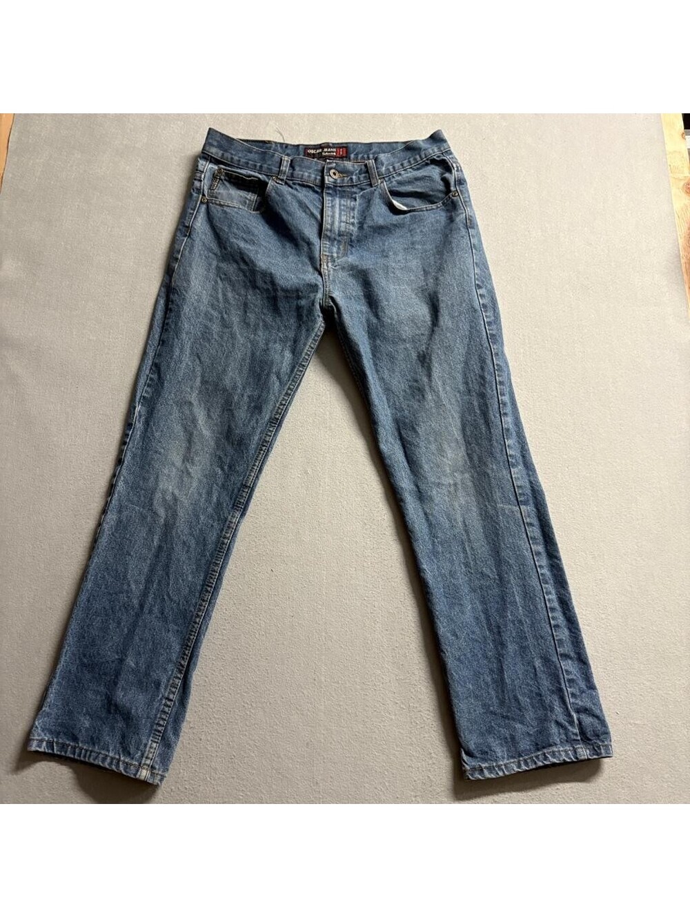 Oscar Jeans Selected Mens 36x30 Blue Denim Straight Leg 100% Cotton Jeans